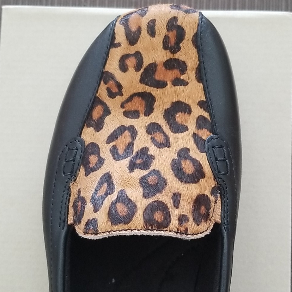 Clarks leather and leopard print shoes
